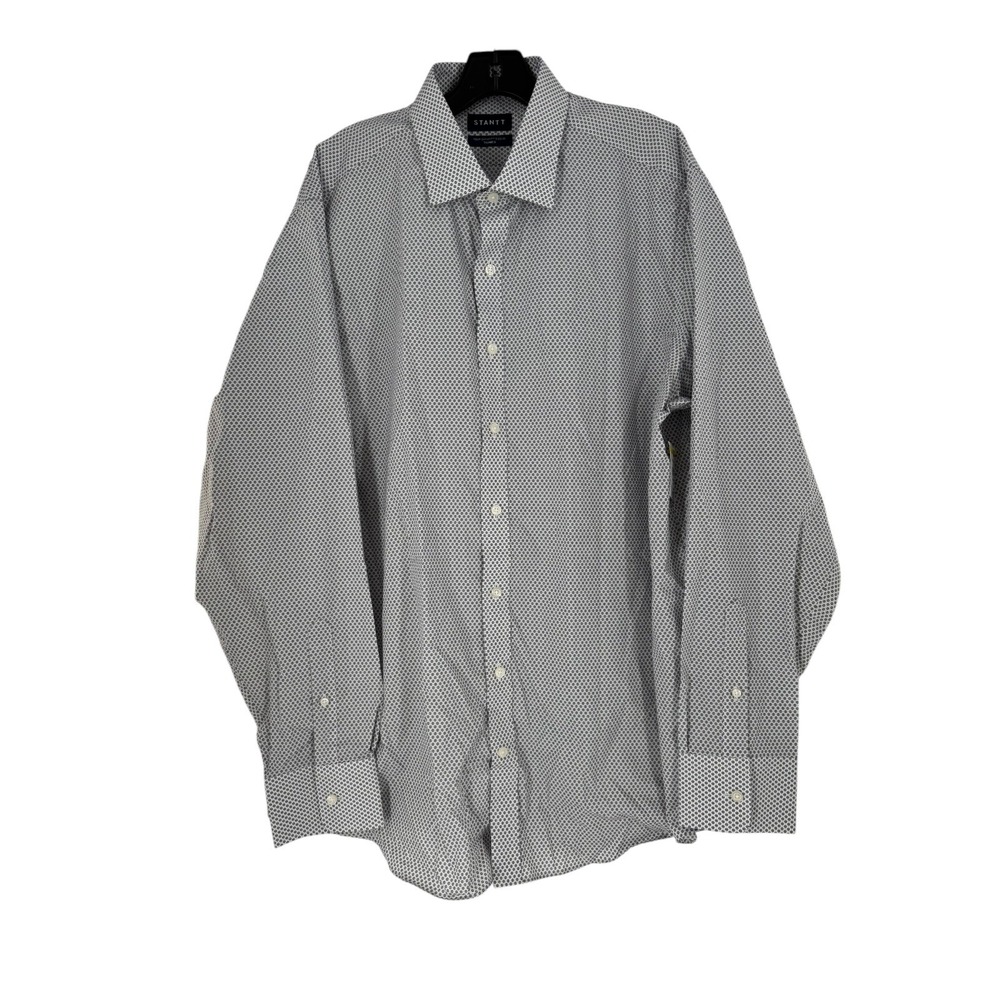 Stantt Men's White Long Sleeve Collared Button-Up Shirt Size Thames 2XL